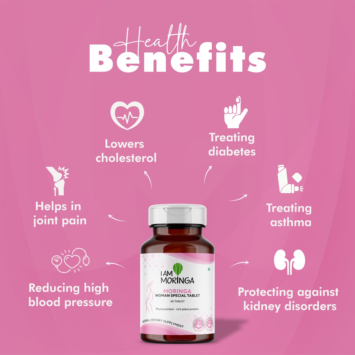 Moringa Leaf Powder 453 Gram + Moringa Effervescent Tablet  + Moringa Women Special 60 Tablet