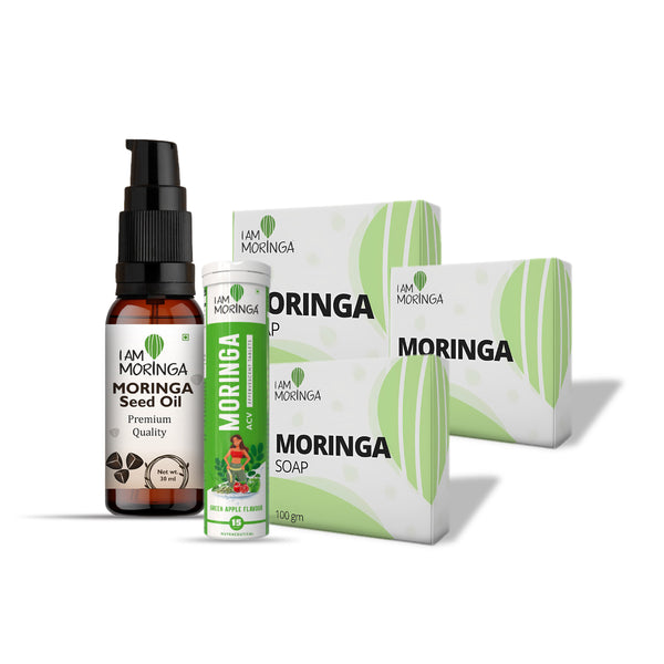 Moringa Seed Oil 30 ml + Moringa Soap 3 + Moringa Effervescent Tablet